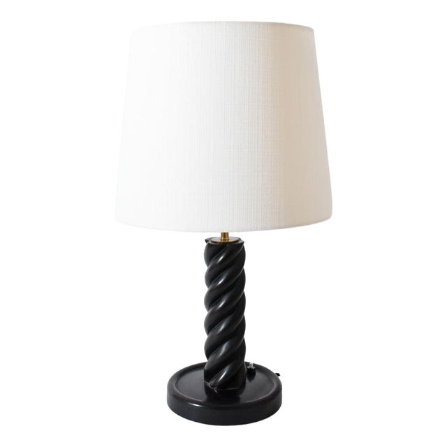 Turned Ebonised Column Table Lamp, 1960s. For Sale
