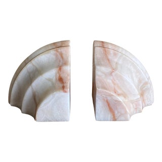 1930s Art Deco Pink Marble Bookends - a Pair For Sale