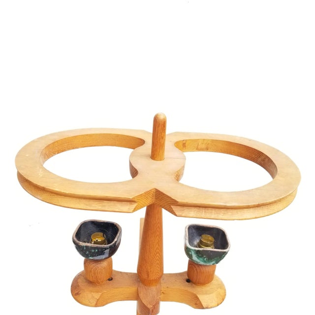 Brown Guillerme & Chambron French Oak Floor Lamp For Sale - Image 8 of 11