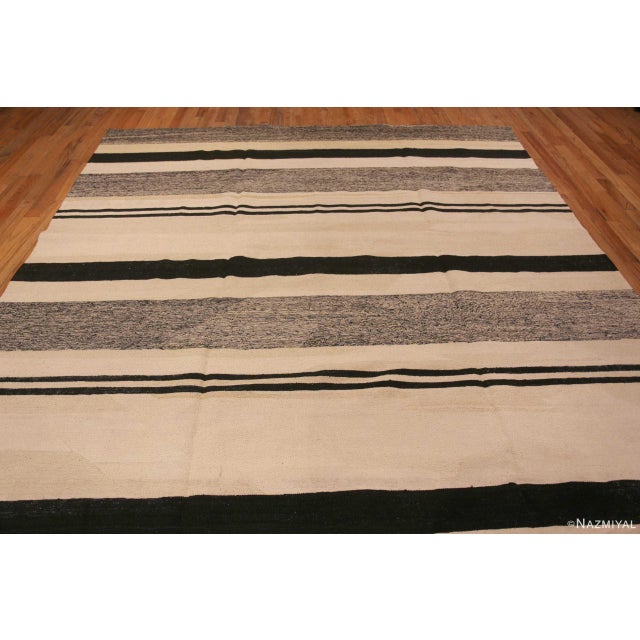 Nazmiyal Collection Modern Flatweave Area Black and White Color Kilim Rug For Sale In New York - Image 6 of 6