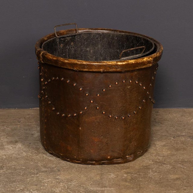 Antique Edwardian Vellum Clad Metal Lined Log Bucket, 1910 For Sale - Image 4 of 17