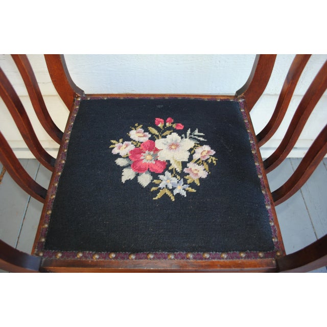 Early 20th Century Antique High Armed Needlepoint Bench For Sale - Image 5 of 12