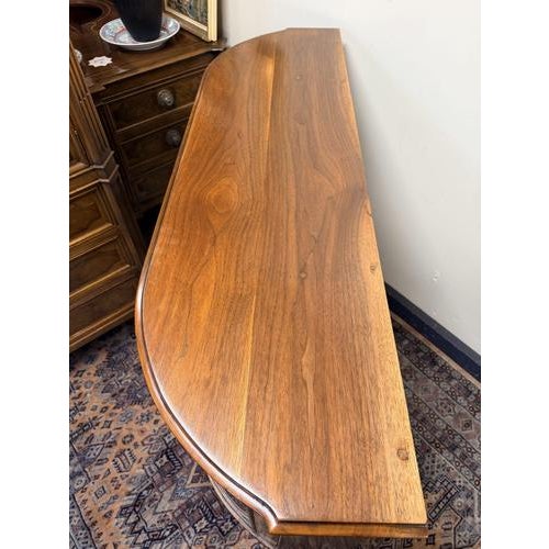 Bow Front Walnut Display Cabinet with Beveled Glass Doors For Sale - Image 10 of 11