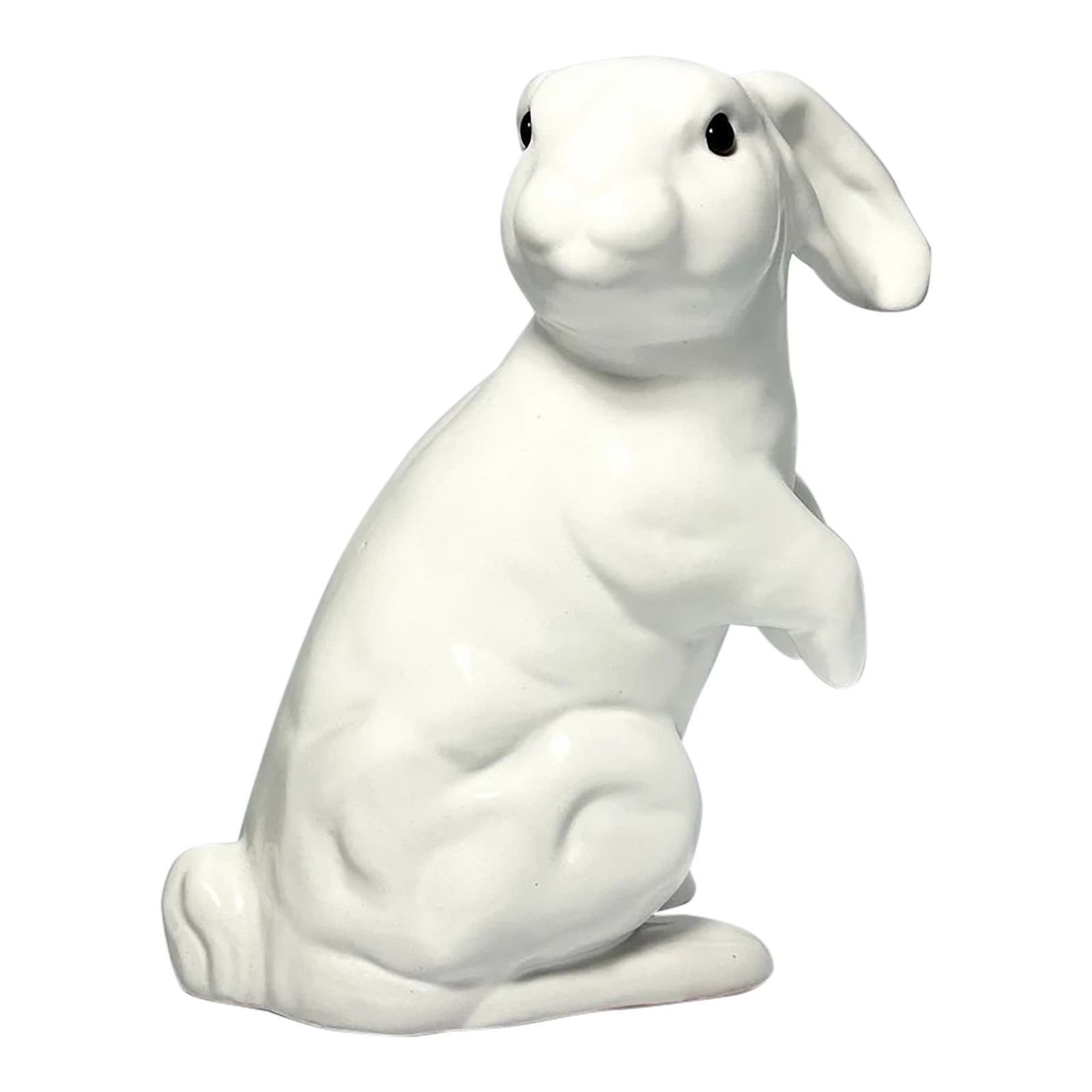 Earth Needs LTD Pottery Tall White Glazed Ceramic Rabbit Bunny | Chairish