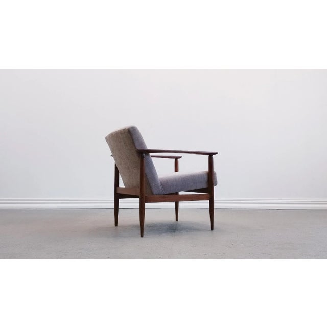 Wood Mid-Century Easy Chair in Grey Upholstery, 1960s For Sale - Image 7 of 13