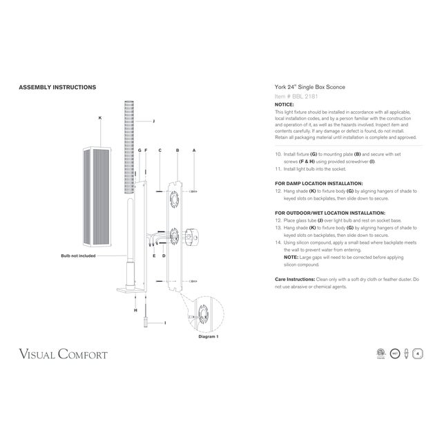 2020s Barbara Barry for Visual Comfort Signature York 24" Single Box Sconce in Polished Nickel with Clear Ribbed Glass For Sale - Image 5 of 5