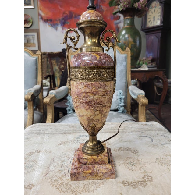 Bronze Antique Gilt Bronze and Marble Table Lamp For Sale - Image 8 of 9