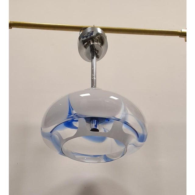 Space Age Hanging Light in Blue and White, 1980s For Sale - Image 10 of 15