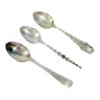 Early 20th Century Collection of Sterling Demitasse Spoons- Set of 3 For Sale