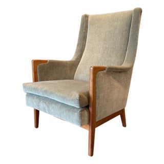 Karl-Erik Ekselius Model F122 Lounge Chair, Mohair, Teak, c.1950s For Sale