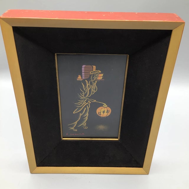 Signed and Framed Mid-Century Asian Miniature Paintings - a Pair For Sale - Image 10 of 12