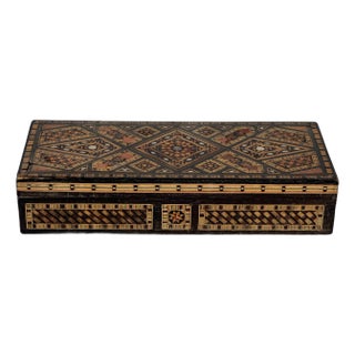 Antique Persian Khatam Inlaid Wood Jewelry Box C. Early 20th Century For Sale