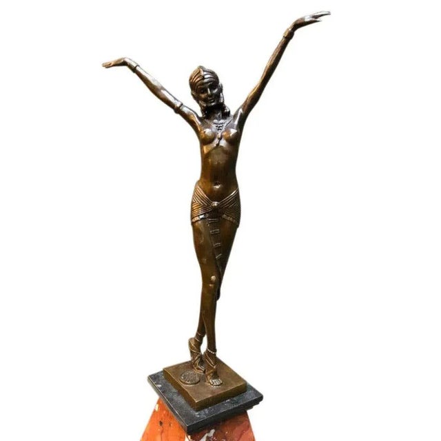 A stunning art deco style bronze ballerina on marble base, artist j.b deposee. The artist has captured a beautiful scene,...