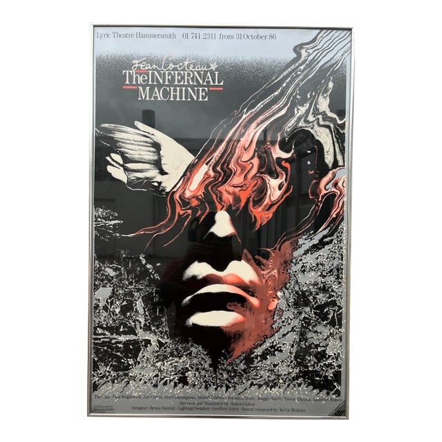 Vintage 1980s "The Infernal Machine" PLay Original Promotional Poster Authographed by Maggie Smith. For Sale