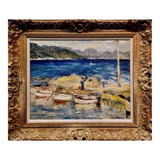 Ronald Ossory Dunlop -1950s St Tropez Port - Oil Painting For Sale