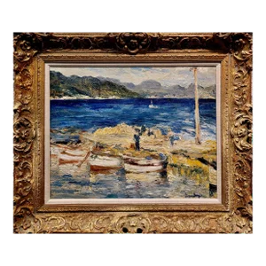 Ronald Ossory Dunlop -1950s St Tropez Port - Oil Painting