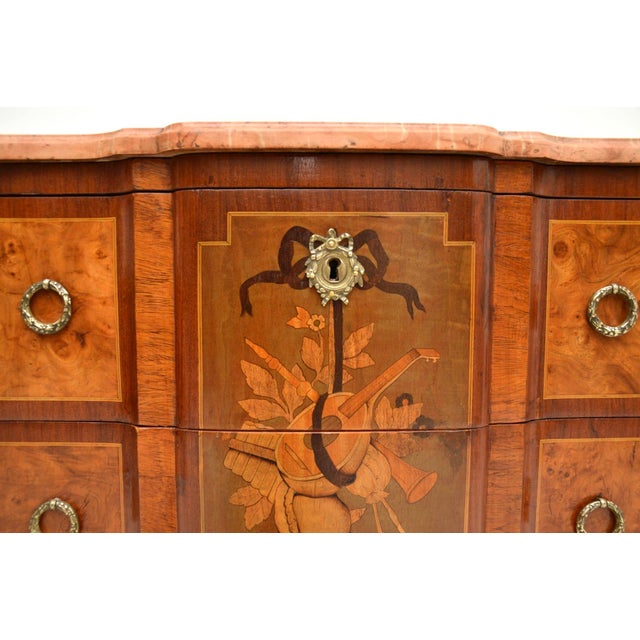 Antique French Marble Top Inlaid Commode, 1890 For Sale - Image 9 of 13