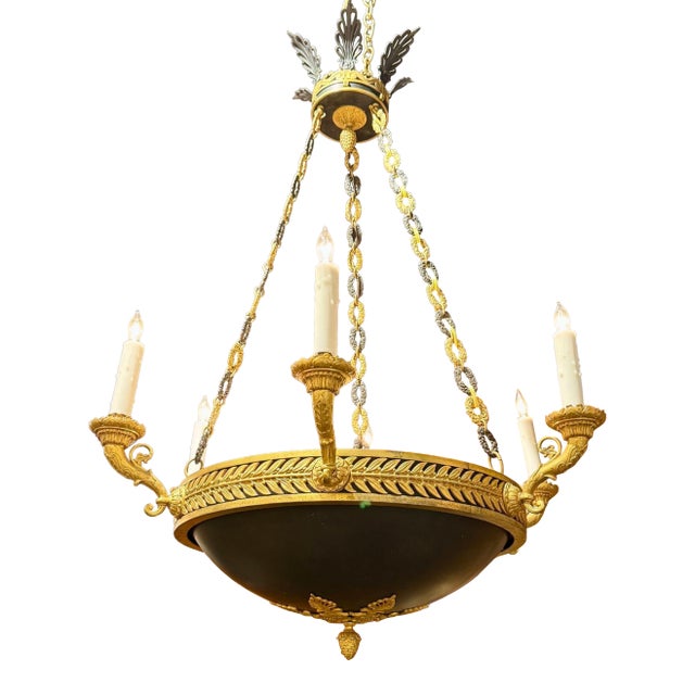 Late 19th C. French Empire Bronze Chandelier For Sale