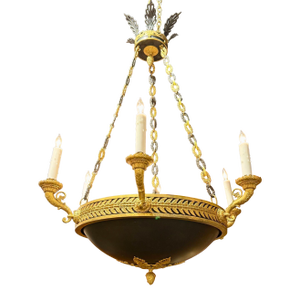 Late 19th C. French Empire Bronze Chandelier