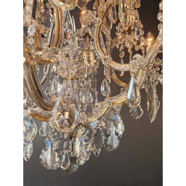 Antique Crystal Chandelier Maria Theresa Style 18th Century Faceted Light Effect For Sale - Image 6 of 11