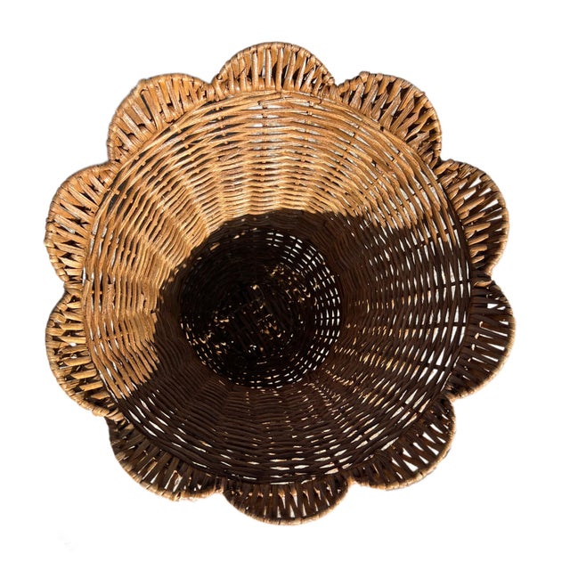 Pair Woven Rattan/Wicker Urns With Bows For Sale - Image 10 of 14