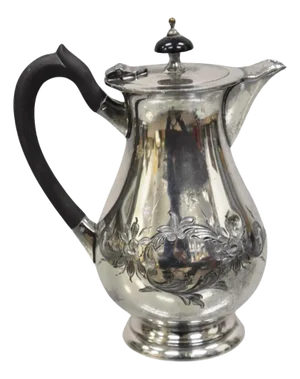Antique English Victorian Small Wooden Handle Silver Plated Creamer Teapot