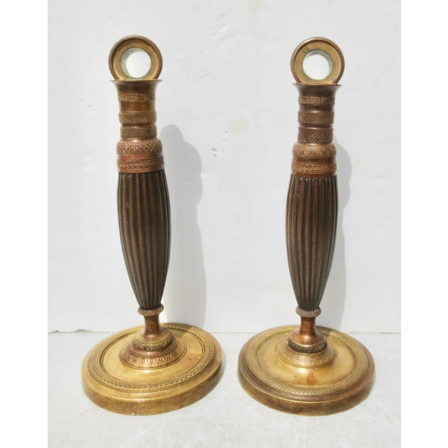 French Empire Bronze Candlesticks, C. 1830 -a Pair of 2 For Sale - Image 4 of 10