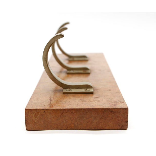 Traditional European Vintage Aluminum Triple Hook Wall Rack For Sale - Image 3 of 6