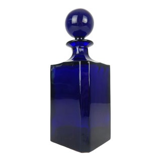 Mid 20th Century Cobalt Blue Glass Decanter For Sale