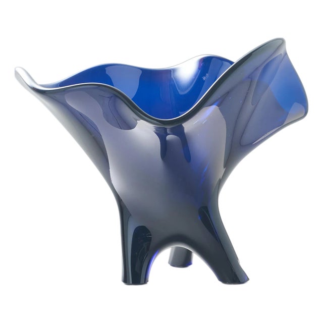 Blue Tornado Glass Bowl by Allan Scharff For Sale