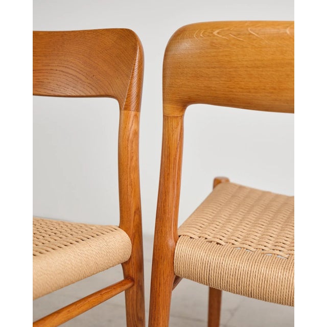 Model 75 Dining Chairs in Oak with Paper Cord Weave by Niels O. Møller for j.l. Møllers, Denmark, 1950s, Set of 4 For Sale - Image 14 of 18
