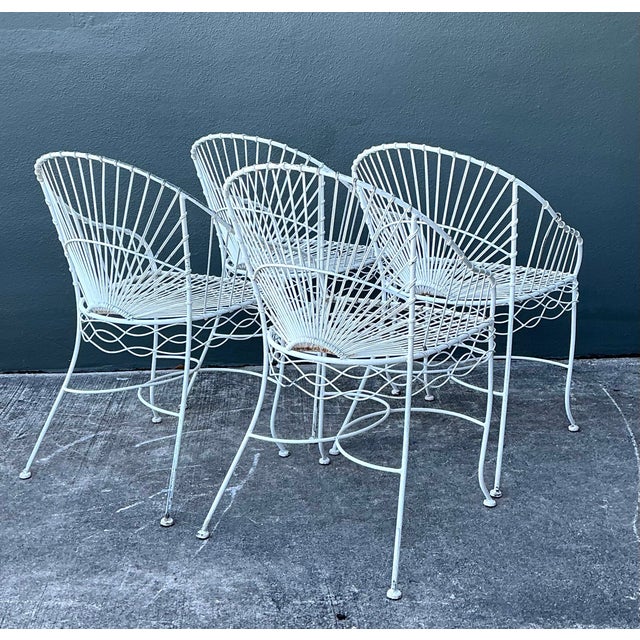 White Vintage MCM Twisted Wrought Iron Dining Set of 5 For Sale - Image 8 of 12