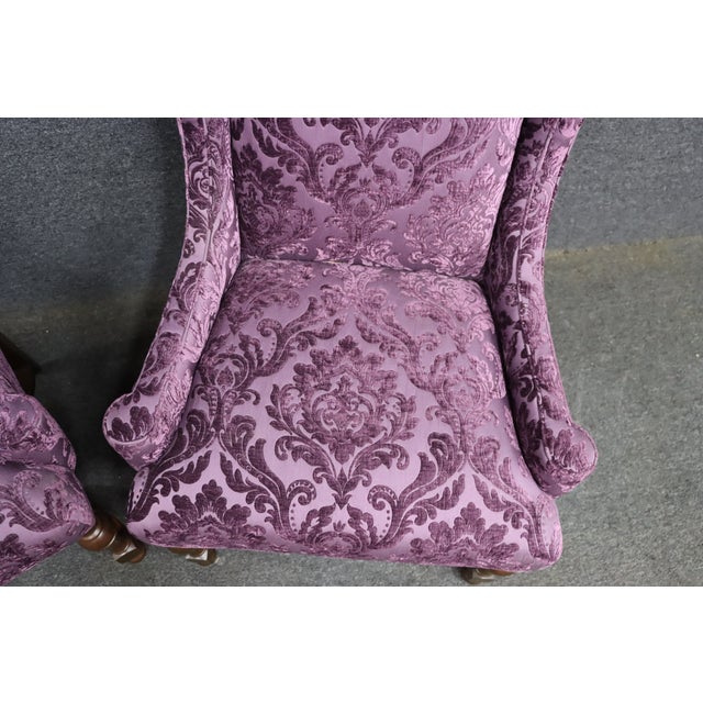 Pair of William & Mary Style Wingback Chairs For Sale - Image 4 of 16