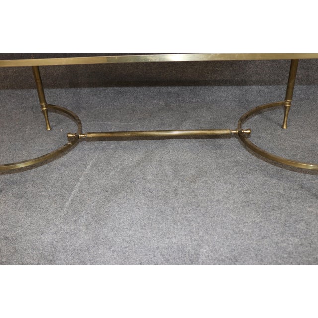 1960's Smoke Glass Maison Jansen Style Brass Coffee Table For Sale - Image 10 of 11