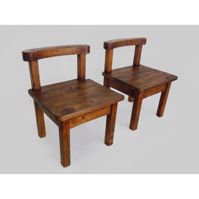 Brutalist Chairs in Wood, 1960s, Set of 2 For Sale - Image 6 of 10