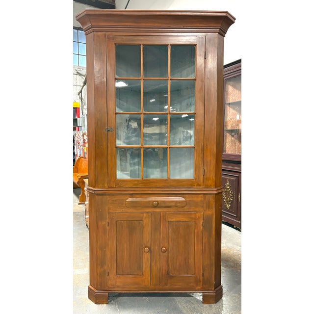 19th Century Handcrafted American Walnut Corner Cupboard For Sale - Image 12 of 12