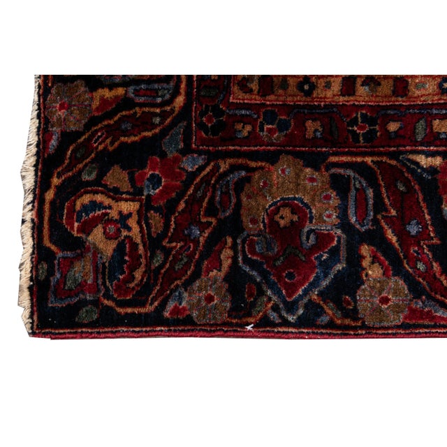 1920s Red Antique Persian Sarouk Wool Rug Handmade With Classic Floral Design For Sale - Image 4 of 8