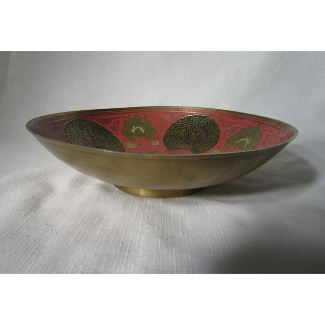 1960s Large Antique Indian Metal Peacock Bowl For Sale - Image 5 of 5