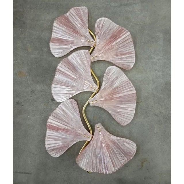 Pink Murano Art Glass and Brass Pink Color Wall Light, 1990 For Sale - Image 8 of 10