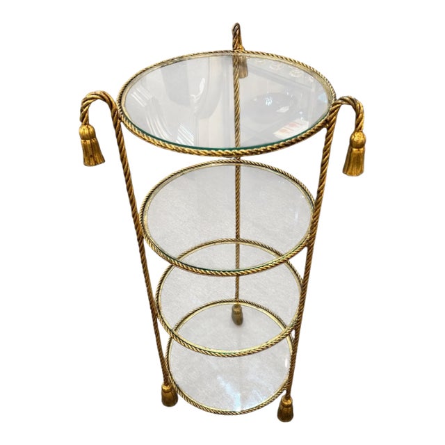 1960s Vintage Iron Rope & Tassel Etagere Stand For Sale