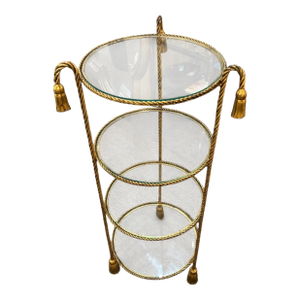 1960s Vintage Iron Rope & Tassel Etagere Stand