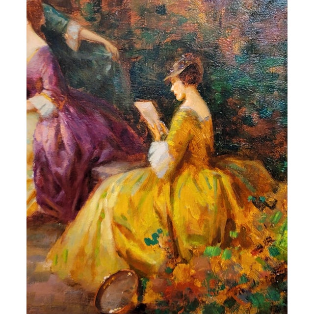 Joseph Tomanek-19th Century Elegant Women Having an Outdoor Party-Oil Painting For Sale In Los Angeles - Image 6 of 12