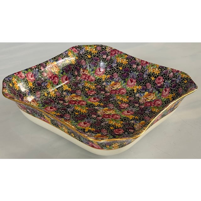 1930s 1930's Made in England Royal Winton Chintz Hazel Pattern Square Serving Bowl For Sale - Image 5 of 16
