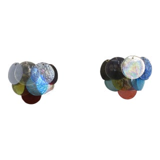 1970s Pair of Vistosi Sconces 10 Multicolored Murano Glasses For Sale