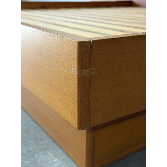 Teak King Platform Bed With Built-in Nightstands and Lights Danish Mid-Century Modern 1970s For Sale - Image 10 of 13
