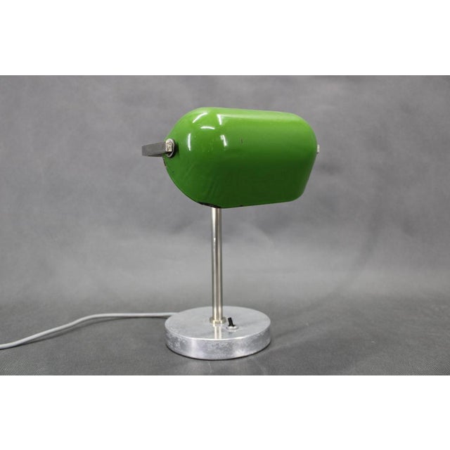 Vintage Art Deco Nickel Banker Table Lamp, 1940s For Sale - Image 6 of 16