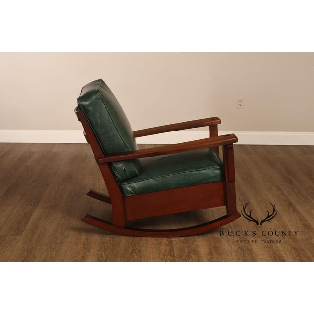 Limbert Arts & Crafts Antique Mission Oak Lounge Chair And Rocking Chair For Sale - Image 15 of 18