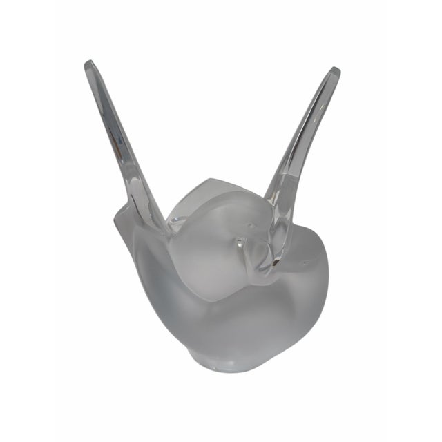 Lalique Lovebird French Crystal Vase With Flower Frog.