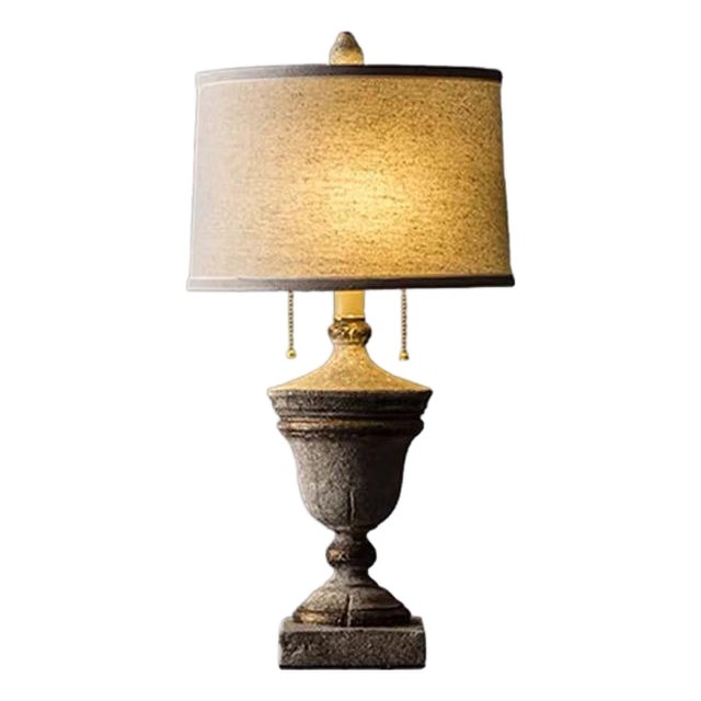 Retro Distressed Stone-Pattern Ceramic Table Lamp For Sale