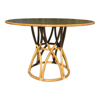 McGuire Vintage Rattan Dining Table For Sale